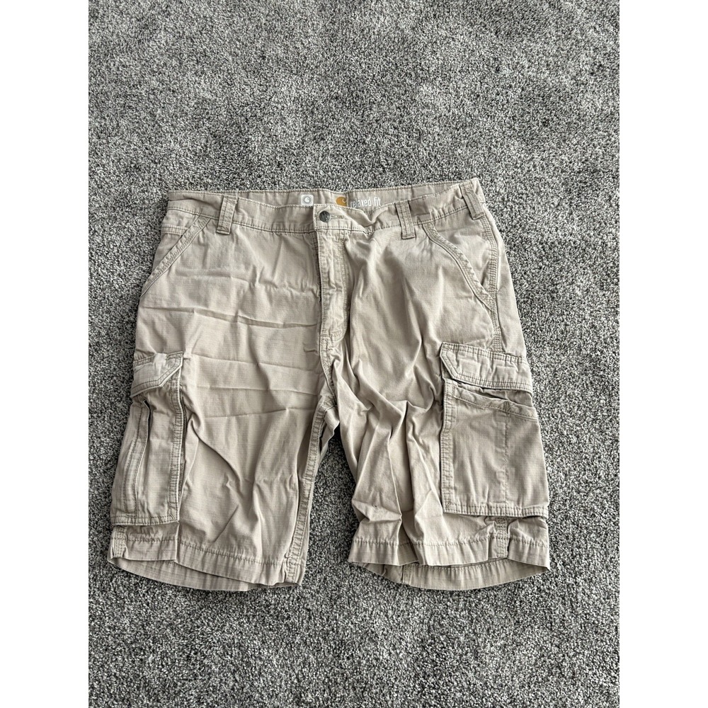 Carhartt Beige Relaxed Fit Cargo Shorts Size 38 Inseam 10" Men's